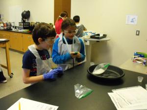 Junior high students in science lab