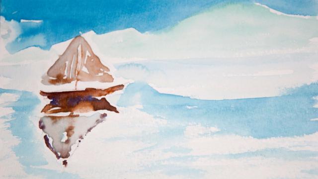 Water color painting of sailboat by student